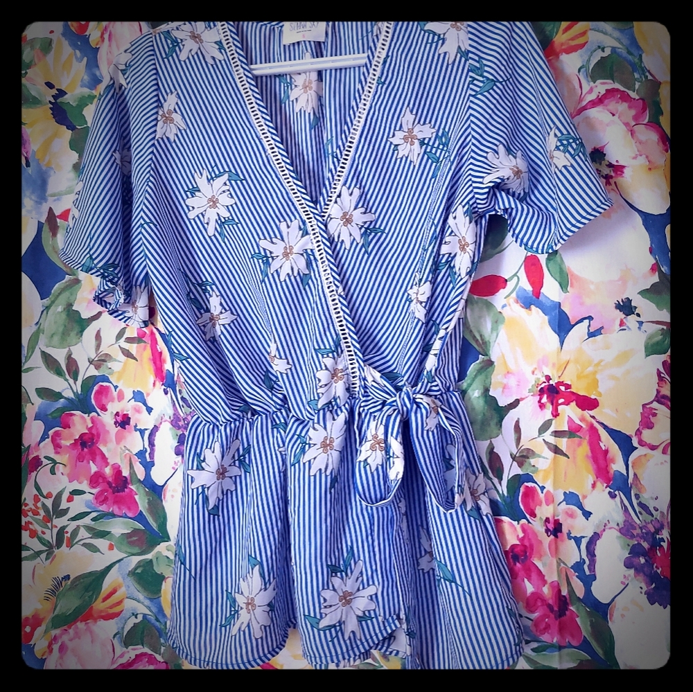 FLORAL STRIPE BLOUSE